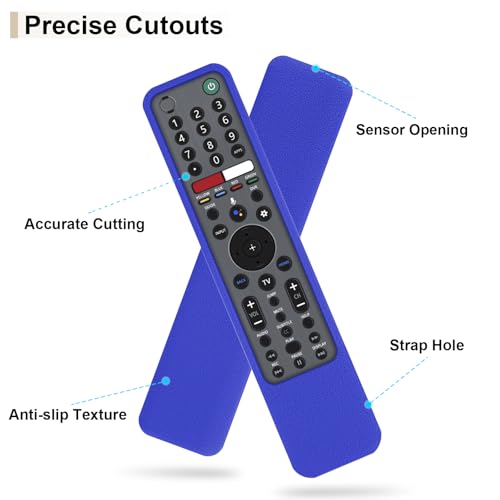 Protective Silicone Case for Sony RMF-TX600U RMF-TX500U Remote Control | Remote Cover for Sony MF-TX500E RMF-TX600E Smart TV Remote Sleeve Skin Waterproof, Anti-slip (Blue) - color: Blue
