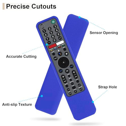Protective Silicone Case for Sony RMF-TX600U RMF-TX500U Remote Control | Remote Cover for Sony MF-TX500E RMF-TX600E Smart TV Remote Sleeve Skin Waterproof, Anti-slip (Blue) - color: Blue