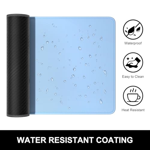 Hsurbtra Desk Pad, 23.6" x 13.8" Premium-Textured Desk Mat, Stitched Edge Anti-Slip Waterproof Rubber Mouse Pad, M Extended Computer Mat for Office Gaming Laptop Keyboard Sky Blue - color: Sky Blue, size: M Deskpad (23.6" x 13.8")
