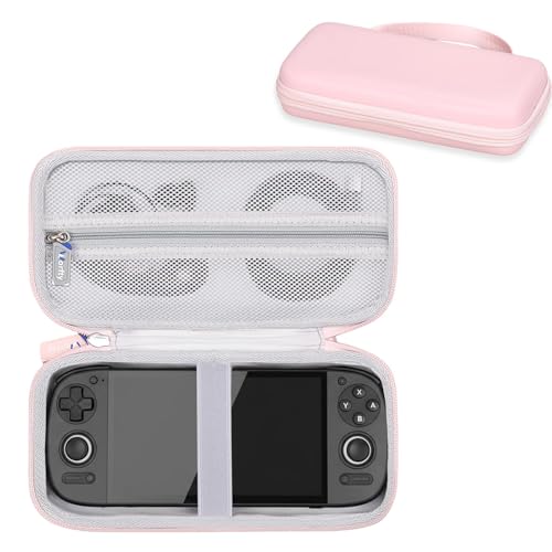 worfty Travel Carrying Case for Anbernic RG VITA Pro for Retroid Pocket 6/ G2/ 5/ 4/ 4pro Game Handheld Console (Case Only) - Hard Protective Carrying Storage Bag (Pink) - color: Pink-Grey