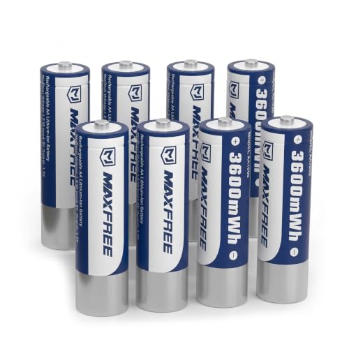 Maxfree Rechargeable 8-Pack 1.5V 3600mWh Lithium AA Batteries | Long Lasting Double A Batteries, Cycle Times Up to 2500 – For Blink Outdoor Cameras & Toys - size: 8 Pack Rechargeable AA Batteries