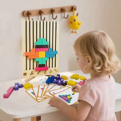 Wooden Stacking Puzzle Toy,3D Wooden Montessori Puzzles Toy,Giant Russian Block Game,Puzzle Board for Kids Jigsaw Puzzle Toddlers Brain Teasers for Kids 5-7 8-12 Years