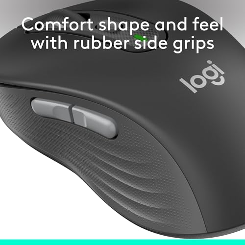 Logitech Signature Plus M750 L Wireless Mouse - for Large Hands, SmartWheel, Bluetooth, Multi Device, 24-Month Battery, Silent Clicks, Customizable Side Buttons, Contoured Shape - Graphite - style: Large Size