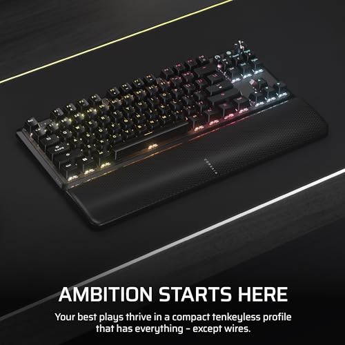 Corsair K70 CORE TKL Wireless RGB Tenkeyless Mechanical Gaming Keyboard – Pre-Lubed MLX Red v2 Linear Switches, SOCD, ABS Double-Shot Keycaps, Sound Dampening, 1000Hz Polling, QWERTY NA – Black - style: Wireless