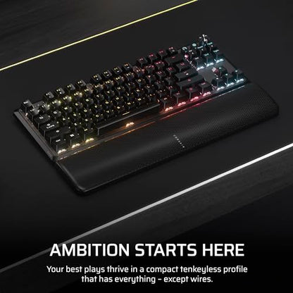 Corsair K70 CORE TKL Wireless RGB Tenkeyless Mechanical Gaming Keyboard – Pre-Lubed MLX Red v2 Linear Switches, SOCD, ABS Double-Shot Keycaps, Sound Dampening, 1000Hz Polling, QWERTY NA – Black - style: Wireless