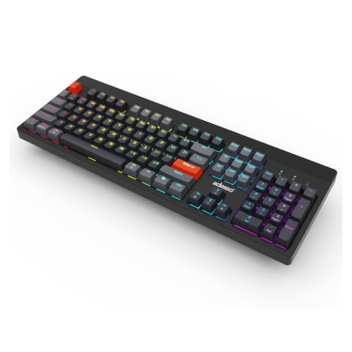 Adesso Easytouch 1300 Mechanical Keyboard, RGB Illuminated | Hot Swappable Red Switches, Wired Wireless Bluetooth, Gaming, Copilot AI Hotkey, Windows Mac