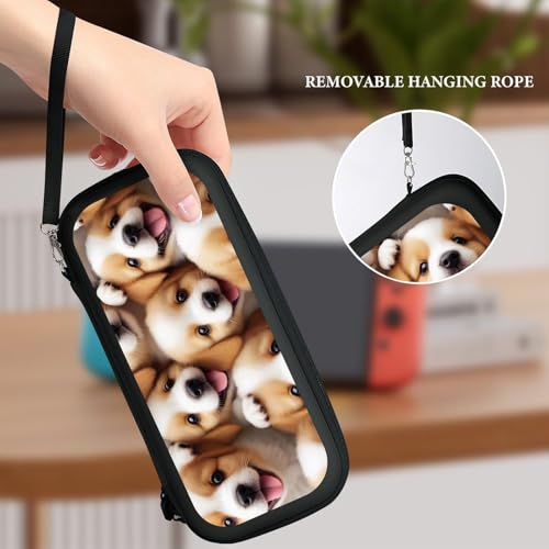 Portable Carrying Case Compatible with Switch, Protective Travel Case with 15 Game Cartridges, Cute Puppy Dogs Game Console Storage Bag - color: Color(90)