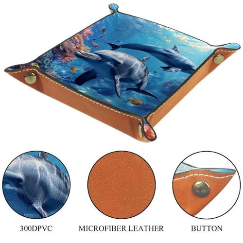 Ocean Dolphins Dice Tray Dice Rolling Tray Folding Dice Holder for Dice Games, Like RPG, DND and Other Table Games - color: Multi 3