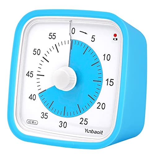 Visual Timer, Silent 60-min Countdown Timer for Kids, Blue Blue | Protective Case, Time Management Tool, Mute and Ringing Alarm Available, Low Power Reminder, for Study,Game,Work,Fitness etc - color: Blue Blue