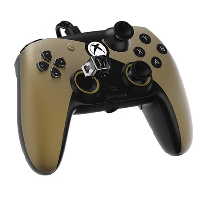 Hyperkin The Competitor Wired Controller for XBOX Series X|S, XBOX One & PC with Hall Effect Joysticks & Impulse Triggers; Symmetrical Layout & Precision D-Pad - Officially Licensed XBOX - Midas Touch - color: 골드.