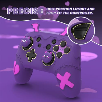 PlayVital Gothic Imp Series Cute Silicone Case for Nintendo Switch Pro Controller with 4 Thumb Grip & 2 Sticker, Non-Slip Anti-Scratch Protective Silicone Skin Cover - Purple - color: Purple