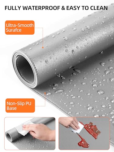 TopMade Mouse Pad with 15W Wireless Charging, XXL Large Leather Desk Mat, Waterproof Gaming Mousepad Home Office Desk Pad Protector, Gray (Includes 20W PD Power Adapter & 6.56ft Woven Cable) - color: Gray With Adapter