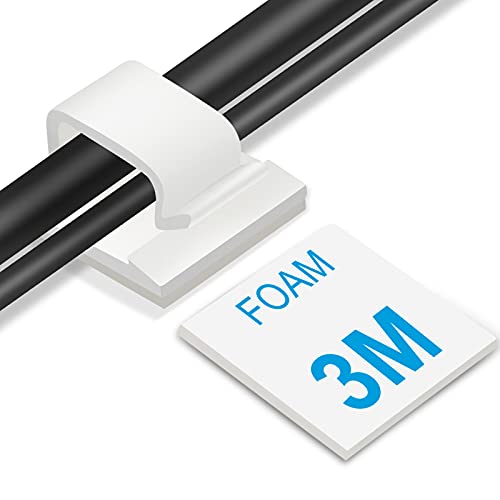 Adhesive Cable Clips White (Large, 45 PCS), Upgraded Wire Clips for Electric Wires, Cord Holders Management Under Desk, Car, Extension Cord, Ethernet Cable, LED Lights - color: White, size: Large