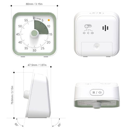 Visual Timer for Kids, Cute Timer with Pause Function, White | Time Management for Classroom, ADHD, Kitchen, Toddlers, Study, Alarm 3 Volume Levels, Light Indicator, Easy to Use - color: White