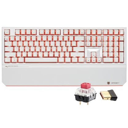 Hexgears X5 Wireless Mechanical Keyboard, Dual-Mode 2.4G/USB-C Ergonomic Full Size 108 Keys Keyboard, Kailh Box 3.0 Linear Switch, N-Key Rollover, Backlit Gaming Keyboards with Wrist Rest (Pink) - color: Pink Jelly-X5, size: Linear