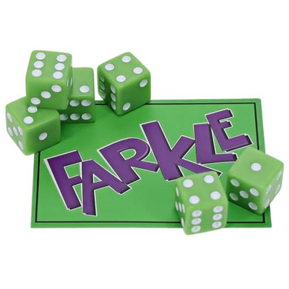TDC Games Farkle Classic Dice Game Set – Fun Dice-Rolling & Risk-Taking Family Game, Travel Farkle Dice Game, Camping Games for Adults & Families, Includes 6 Green Colored Dice