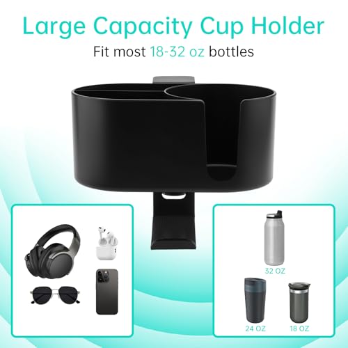 4-in-1 Desk Organizer Cup Holder Clamp-on Under Desk Office Home Storage | Carbon steel hook holds 11lb.Detachable storage box.Frees up desk space.Holds cup/headset/bag/phone/pen/stationery.No tools.