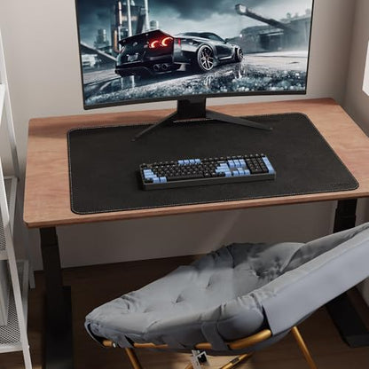 CENNBIE 35.5" x 23.6" Leather Desk Mat,Computer Mouse Pad (Black) | Premium stitched edges resist wear. Easy to clean. Protects desk from spills, stains ,scratches. Smooth glide. Office & home. - color: Black, size: 35.5" x 23.6"