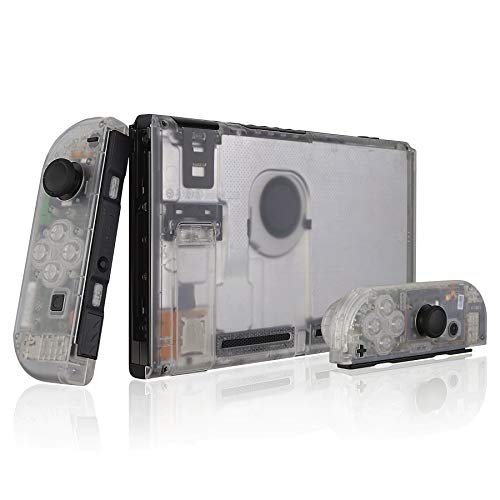 eXtremeRate DIY Replacement Shell Buttons for Nintendo Switch, Back Plate for Switch Console, Housing with Full Set Buttons for Joycon Handheld Controller - Transparent Clear [No Electronics Parts] - color: Clear