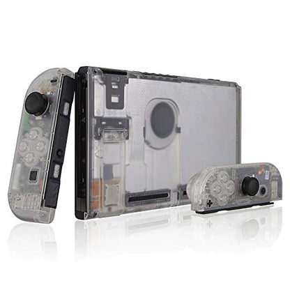 eXtremeRate DIY Replacement Shell Buttons for Nintendo Switch, Back Plate for Switch Console, Housing with Full Set Buttons for Joycon Handheld Controller - Transparent Clear [No Electronics Parts] - color: Clear
