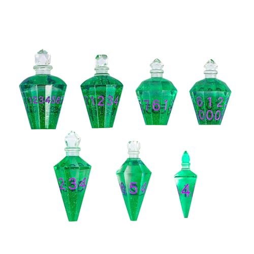 7PCS Potion DND Dice Set,Transparent Sharp Edge Dice Set D&D RPG Polyhedral Die,for Dungeons & Dragons, and TTRPG Roleplaying Games (Green) - color: Green