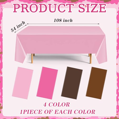 4 Pack Pink and Brown Party Tablecloth Bulks 54 x 108 Inches Disposable Plastic Pixel Gaming Tablecloth Pink Brown Table Cover for Picnic Video Game Birthday Party Supplies - color: Pink Brown, style: Video Game