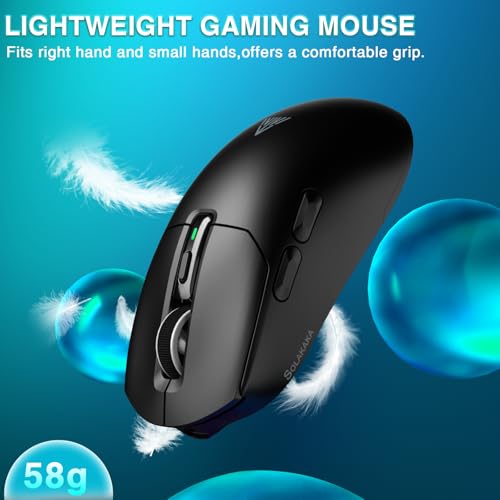 SOLAKAKA SM820 Wireless Gaming Mouse with RGB Charging Dock,24000 DPI Tri-Modes Wireless Mouse with 2 Side Buttons,Programmable Macro Mouse for Gaming(Black) - color: black