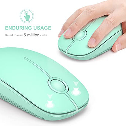 VssoPlor Wireless Mouse, 2.4G Slim Portable Computer Mice with Nano Receiver for Notebook, PC, Laptop, Computer (Mint Green) - color: Mint Green