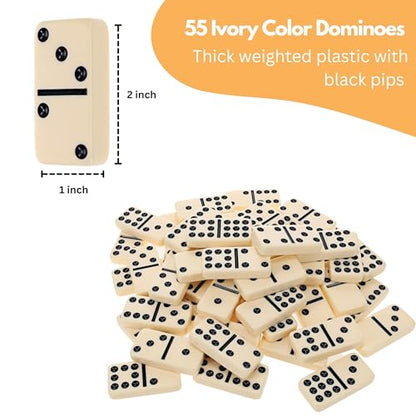 WE Games Double 9 Dominoes in Walnut Stained Wooden Treasure Box, Dominoes Set for Adults, Ivory Color Double Nine Domino, Classic Board Games, Tile Games - color: Walnut