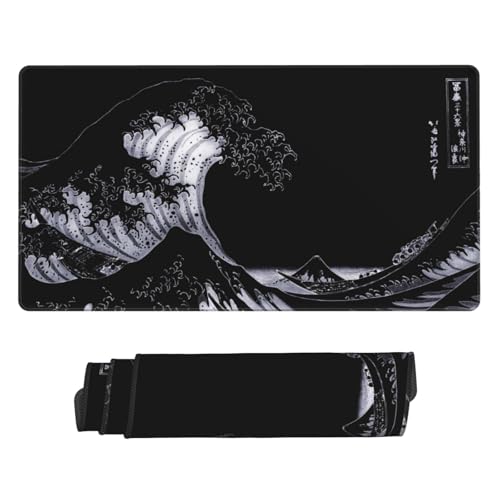 MTG Playmat Dark Great Wave Board Game Card Game Trading Card Game Play Mat TCG Mat Desk Pad Original Hand Painted Stitched Edges Rubber Base Smooth Surface 23.5x13.7in