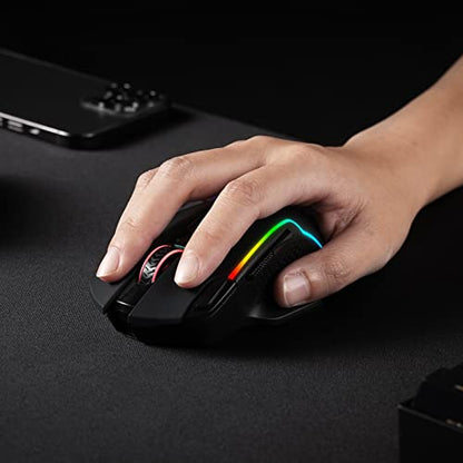 Redragon M810 PRO Wireless RGB Gaming Mouse 10000 DPI Remapping Keys | Cable-Free 0 Delay, Rapid-Fire Macro Keybinds, Vibing Backlight, Ergonomic Grip Body Comfort - color: Black, style: M810 PRO