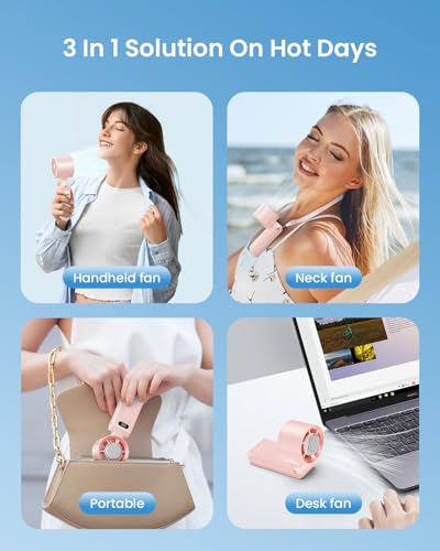 2 Pack Handheld Portable Turbo Fan with Ice Cooler, Speed (1-199) 5500mAh*2 Rechargeable Personal Fan,[20H Cooling Time] Mini Yet Powerful, Small Pocket Fans for Travel/Outdoor/Office, Pink - color: 2 Pack Pink