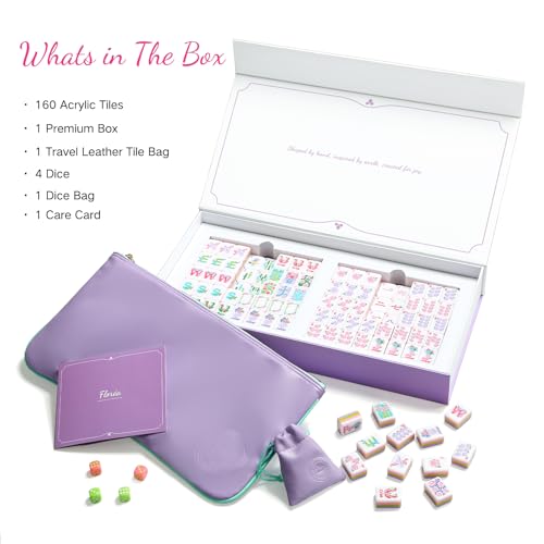 American Mahjong Set Complete, 160 Purple 4-Layer American Mahjong Tiles with Tile Bag, Storage Box & 4 Dice, Mahjong Game Set, Mah Jongg Set American, Travel Mahjong Tile Set for Western Mahjong - color: Purple-4