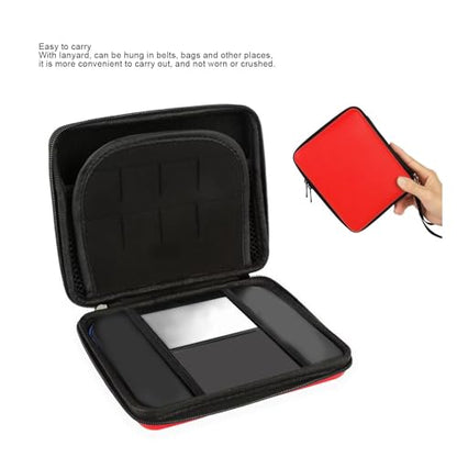 Gugxiom Carrying Case for 2DS Console and Accessories, Hard Shell Protective Travel Case, with 8 Game Slot and Inner Pocket, Wrist Strap (Red) - color: Red