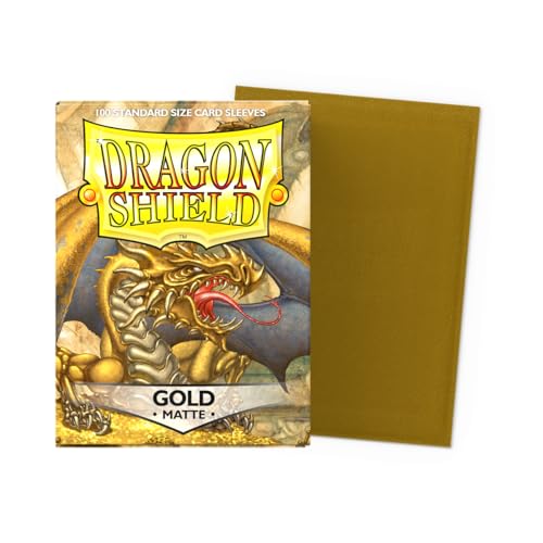Dragon Shield | Standard Size Card Matte Sleeves | 100 CT - Smooth & Tough Premium TCG Sleeves | Compatible with Pokemon, Flesh & Blood, One Piece & Magic the Gathering | Gold - Matte - color: Gold