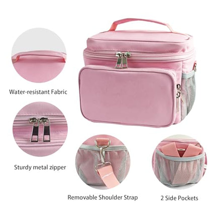 Travel Carrying Case Compatible with Yoto Player Bluetooth Speaker and Headphone Accessories, Card Holder Holds up to 80 Cards with Shoulder Strap, Bag Only (Pink) - color: Pink