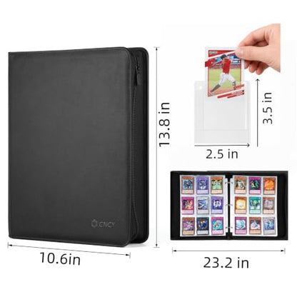 Card Binder 9 Pocket, 900-Card Collecting Binder for Collectors & Players, PU Side-Loading Collectible Trading Card Albums, Acid-Free Archival, MTG Card Holder Binder TCG & Sports Cards - color: 9-Black
