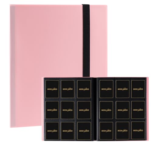 Card Binder 9 Pocket Storage 360 Card Binder,Trading Card Binder (Pink） | Senior and Sturdy Side-Loading Album,Intended For YuGiOh,MTG, TCG,Game Cards & Baseball Card Binde - color: Pink