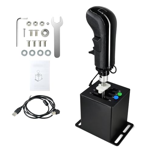 ZLiT PC USB Racing Game Truck Simulator Gear Shifter+Gearshift Knob for Logitech G923 G29 G27 G25 G92 for Tumaster Steering Wheel (Black)