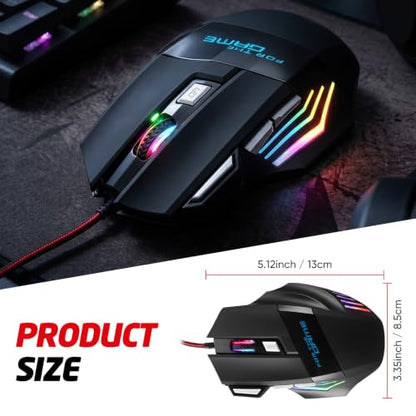 Guiheng Wired Gaming Mouse, 7-Color Optical USB Mice for Laptop/Desktop, 1200 to 3600 and RGB Light, Ergonomic with 7 Programmable Buttons for Computer Windows 7/8/10/XP Vista Linux Chromebook PC