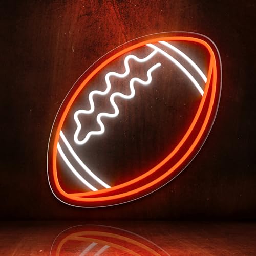 CULOIS Football Neon Sign for Wall Decor,Football-Shaped Neon Light, Football LED Signs for Man Cave, Teens, Boys, and Girls' Bedrooms and Game Rooms. Neon Wall Signs Gift for Football Fans Teens - color: Orange-Football