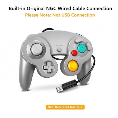 FIOTOK Gamecube Controller,Wired Controller for Wii & Gamecube (Sliver) - color: Sliver