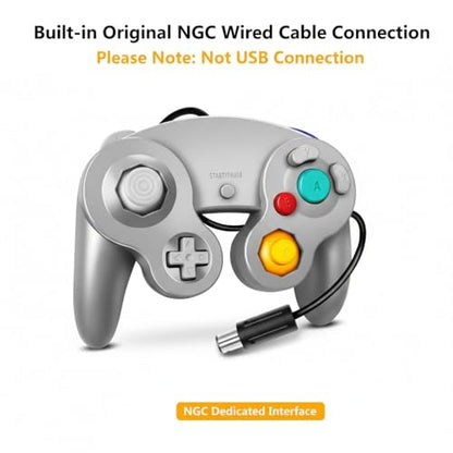 FIOTOK Gamecube Controller,Wired Controller for Wii & Gamecube (Sliver) - color: Sliver
