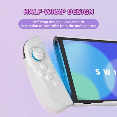 PlayVital Ranger Protective Case for Nintendo Switch 2 with Stand | Ergonomic Anti-Slip Silicone Grips, Dockable Hard Shell, 4 Thumbstick Caps | Quick-Release-Joycon Design Full-Body Cover, White - color: White
