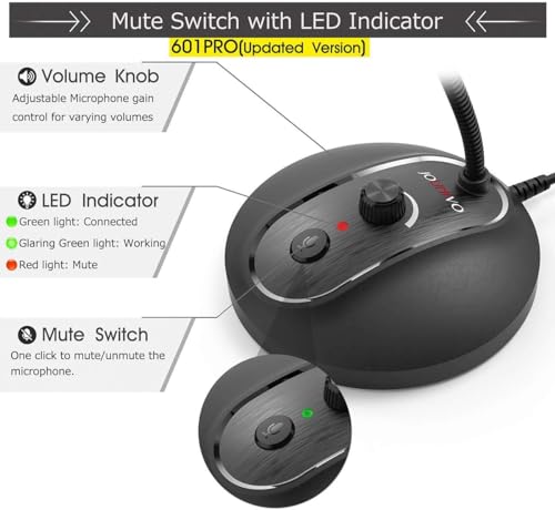 USB Computer Microphone with Mute Button, Plug&Play Condenser, Desktop, PC, Laptop, Mac, PS4 Mic -360 Gooseneck Design -Recording, Dictation, YouTube, Gaming, Streaming - color: JV-601Pro