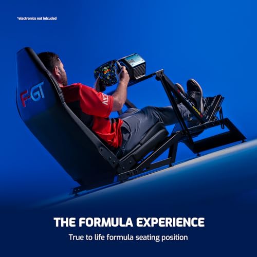 Next Level Racing F-GT Racing Simulator Cockpit. Formula and GT racing simulator cockpit compatible with Thrustmaster, Fanatec, Moza Racing on PC, Xbox and PS