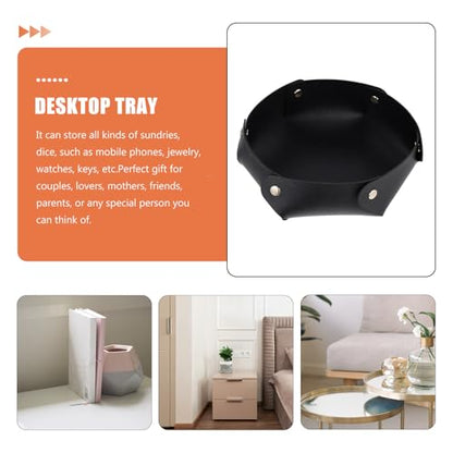 PU Foldable Dice Tray Desktop Storage Tray Large Black Dice Holder Portable Tabletop Sundries Organizer for Board Game Accessories