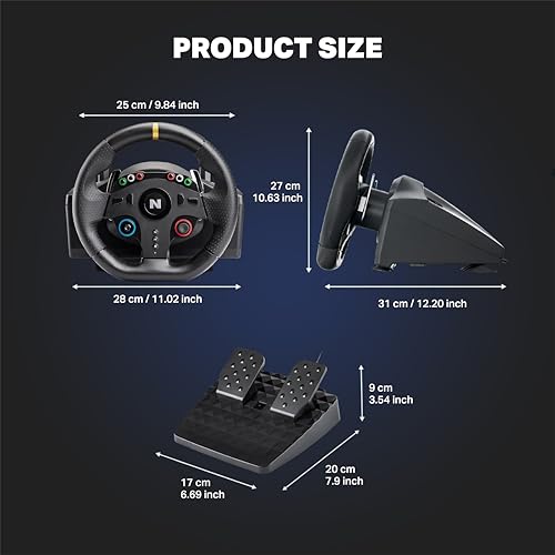 Nitho Drive Pro ONE V24 Racing Wheel with Pedals, 270° Gaming Steering Wheel Compatible with PC, PS4, Xbox One, Xbox Series X|S and Switch, Driving Simulator for Racing Games