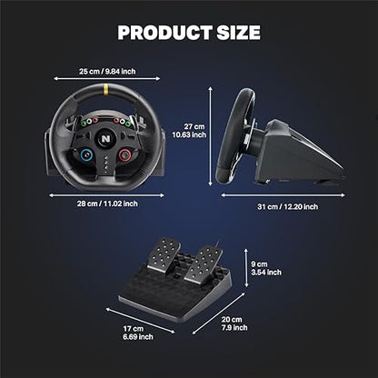 Nitho Drive Pro ONE V24 Racing Wheel with Pedals, 270° Gaming Steering Wheel Compatible with PC, PS4, Xbox One, Xbox Series X|S and Switch, Driving Simulator for Racing Games