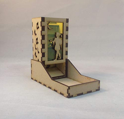 Bard Mini Dice Tower v1 Neon Green Acrylic Window Laser Cut MDF Unique Gift